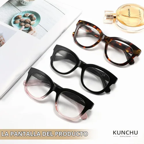 Vista 6 de Gafas de Lectura para Mujeres - Gafas de Lectura Oprah de Luz Azul con Bisagra de Resorte, Antirreflejos/Antifatiga para Computadora