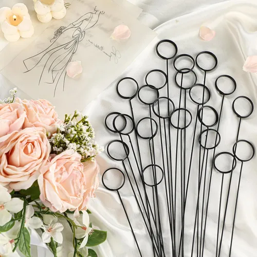 Vista 3 de Hotop 30 Piezas Soporte de Tarjetas Florales con Púas de Alambre de Metal para Tarjetas de Lugar, Soporte de 13.4 Pulgadas para Fotos y Notas, Clip