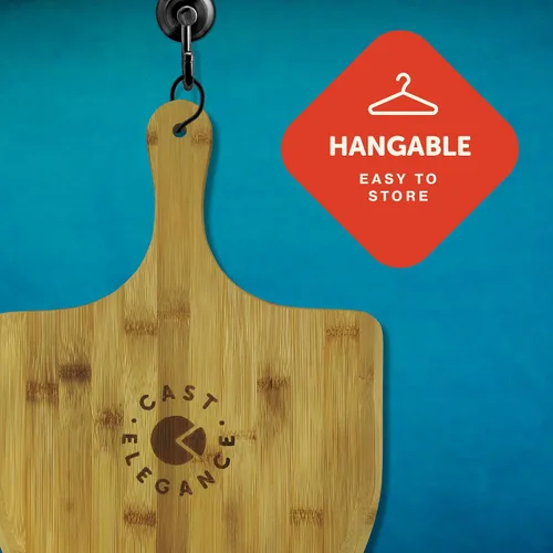 Vista 2 de Cast Elegance Madera de bambú de 12 pulgadas para horno, paleta de pizza con bordes fáciles de deslizar y mango para hornear, espátula ligera