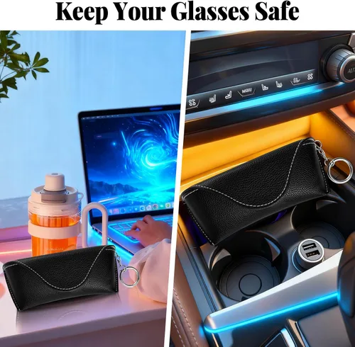 Vista 8 de RayLove Estuche para gafas de sol, funda de cuero portátil para gafas de sol, funda de protección de viaje