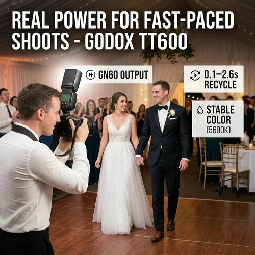 Vista 5 de Godox Flash TT600 - Flash Speedlite con Sistema de Disparador Integrado Compatible para Canon, Nikon, Pentax, Olympus, Fujifilm, Panasonic