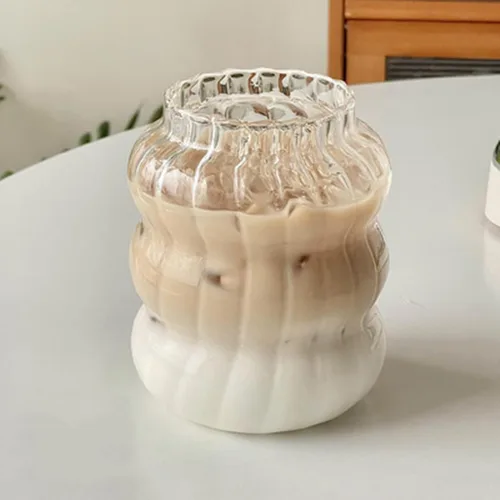 Vista 7 de Maritown Taza de café helado con pajilla, taza de café transparente de 22 onzas con popote de vidrio y cepillo limpiador, vasos de agua acanalados