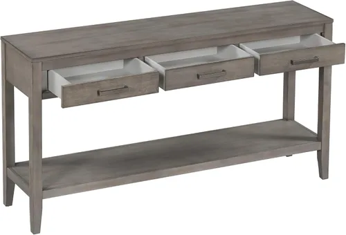 Vista 4 de Mesa consola moderna, mesa de sofá con 3 cajones y 1 estante, mesa de entrada para entrada, pasillo, sala de estar, vestíbulo, pasillo