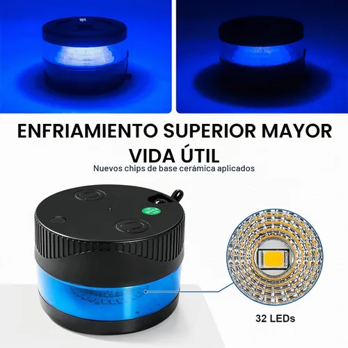 Vista 4 de NeaLia Luz de baliza inalámbrica magnética, luz estroboscópica USB-C, azul