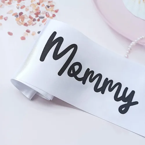 Vista 2 de NEWHAPPYLAND - Decoraciones para baby shower, banda y hojalata, insignias para mamá y papá, recuerdos de fiesta de revelación de género