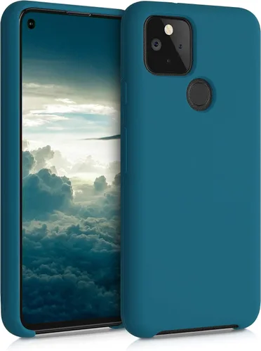 Vista 14 de kwmobile Funda compatible con Google Pixel 5 - Funda de silicona TPU con acabado suave - Blue Reef