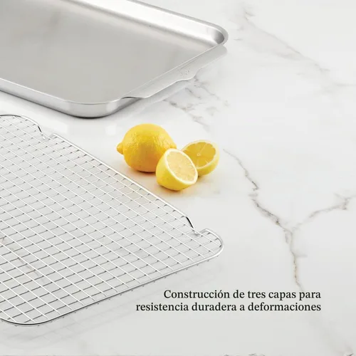 Vista 5 de Provisions OvenBond - Sartén mediana de acero inoxidable de 12 x 15 pulgadas con estante