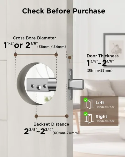 Vista 7 de TCL Cerradura inteligente Wi-Fi D1, cerradura de puerta de huellas dactilares, cerradura de cerrojo de entrada sin llave para puerta delantera, WiFi