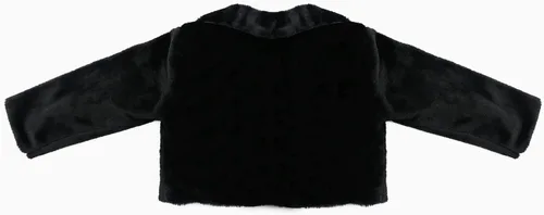 Vista 2 de SK Studio Niñas Princesa Bolero de piel sintética con flores para fiesta, boda, disfraz Negro