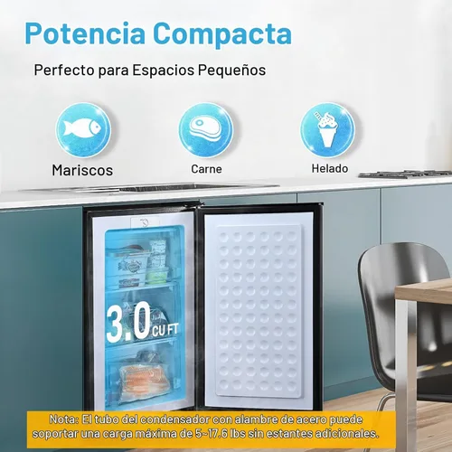 Vista 2 de Anypro Mini Congelador Vertical Compacto de 3 Pies Cúbicos con 3 Puertas de Cajón Desplegables y Termostato Ajustable, Congelador Vertical Pequeño