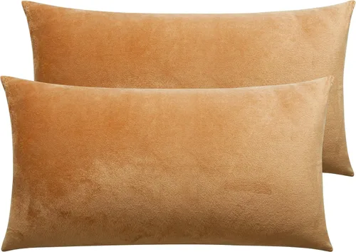 Vista 13 de NTBAY Fundas de almohada de terciopelo con cremallera, paquete de 2 fundas de almohada de viaje de franela de lujo, 13 x 18 pulgadas, color negro