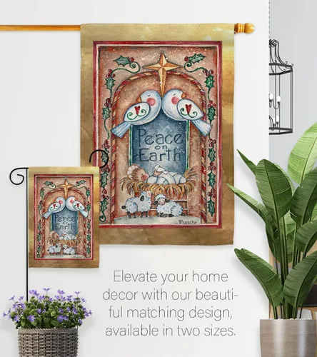 Vista 8 de Bandera de palomas de la paz en la tierra, decoración de pesebre, pancarta de invierno para colgar en la pared, hogar, porche, exterior, tapiz
