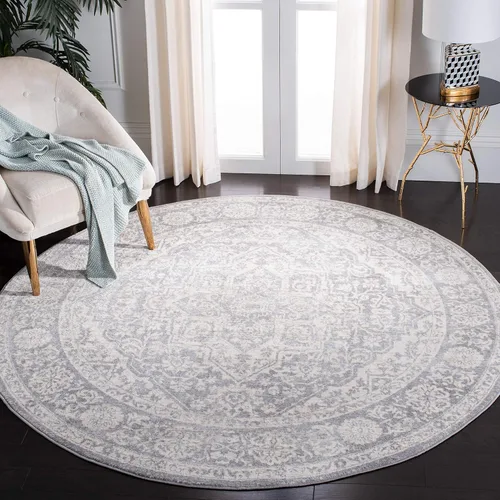 Vista 16 de Safavieh - Alfombra de 2 x 4 pies de la colección Brentwood color marfil y azul marino, alfombra que no suelta pelusas con diseño desgastado