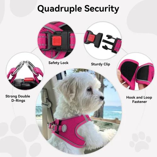Vista 75 de Joytale Arnés para Perros Pequeños, Chaleco de Malla Transpirable Step-in, Arneses Acolchados Suaves Reflectantes para Gatos y Perros Cachorros