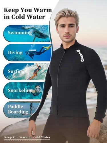 Vista 5 de Owntop Camisetas de neopreno Mujeres y hombres Manga larga de neopreno de 0.079 in Flexible y cómodo Cremallera frontal YKK Surfing Buceo