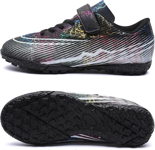 Vista 3 de Zapatos de fútbol de césped para niños y niñas, zapatos de fútbol atléticos para exteriores e interiores