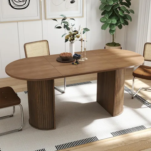 Vista 11 de SoarFlash Mesa de Comedor Redonda de 47 Pulgadas para 4-6, Mesa de Cocina Circular Estilo Granja con Espacio de Almacenamiento, Base de Listones