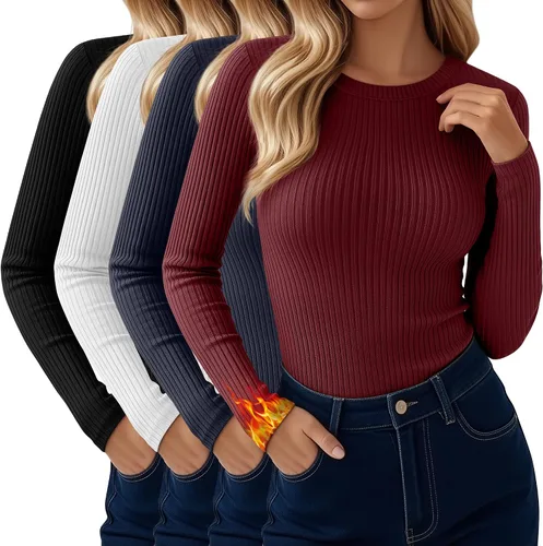 Vista 6 de Paquete de 4 camisas térmicas de manga larga acanaladas
