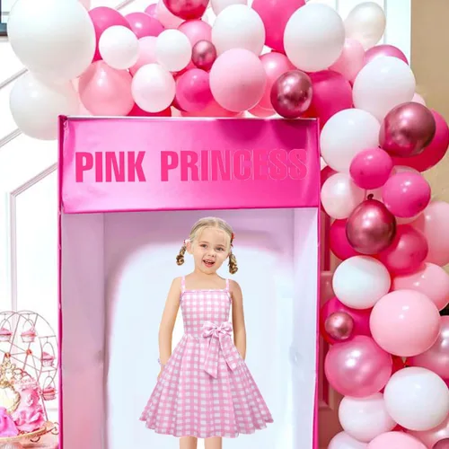 Vista 5 de TUTUYO 2023 Girls Cute Doll Costume Pink Gingham Dress, 4-12Y