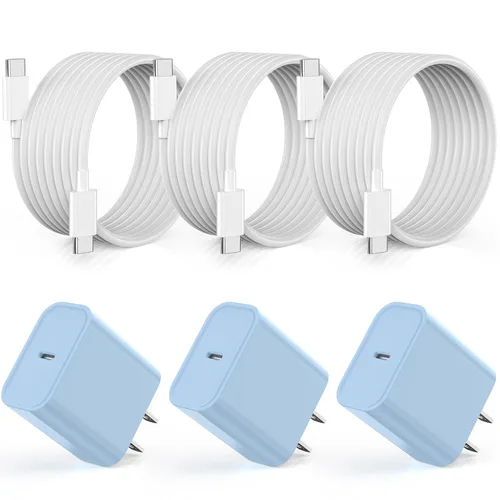 Vista 11 de Cargador para iPhone 14, paquete de 2 cables de carga rápida USB de 10 pies, cable Lightning de carga rápida, bloque de enchufe USB tipo C con cable
