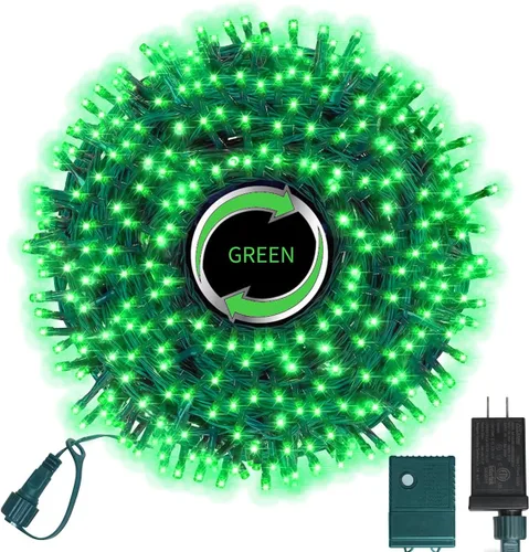 Vista 19 de Cadena de luces decorativas navideñas de 33 pies, 100 luces LED de alambre verde, luces de hadas estrelladas enchufables, 16 modos de iluminación
