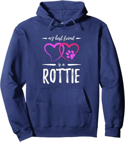 Vista 5 de Sudadera con capucha para perro Rottweiler con diseño de Best Friend Rottie