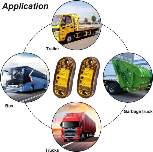 Vista 5 de Tnisesm 6 Piezas Luces LED para Remolque de 2.5 Pulgadas 2 Diodos Impermeables Luces Marcadoras Laterales Ovales de Señales y Circulación para Ámbar