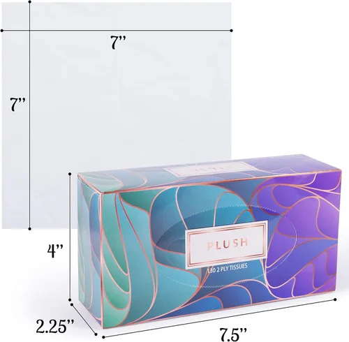 Vista 2 de Pañuelos faciales de felpa de 130 por caja, tamaño de 7 x 6.9 pulgadas, 2 capas, suaves, lisos, ideales para baño, escuela, hogar, cocina o en tu