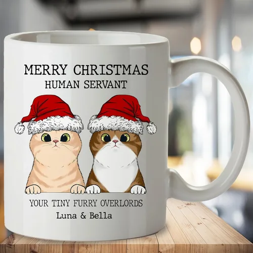 Vista 2 de Regalos de gatos para los amantes de los gatos, taza de gato personalizada, taza de gato de Feliz Navidad, ideas de regalos para dueños de gatos