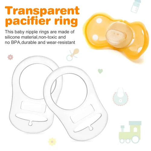 Vista 5 de 10 anillos adaptadores de silicona para bebés y clip compatibles con MAM (suave y transparente)