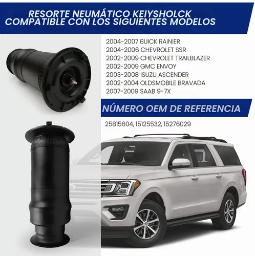 Vista 6 de 2 piezas de suspensión trasera con resorte de aire compatible con Buick Rainier, Chevrolet SSR, Trailblazer, GMC Envoy, Isuzu Ascender, Oldsmobile