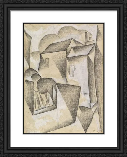 Vista 5 de ArtDirect Gris, Juan 20x24 Black Modern Framed Art Print Titled: Houses in Paris