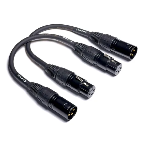Vista 2 de XLR Cable Adaptador de cable XLR macho a hembra de 3 pines – Conector de audio equilibrado profesional para micrófonos, mezcladores y equipos