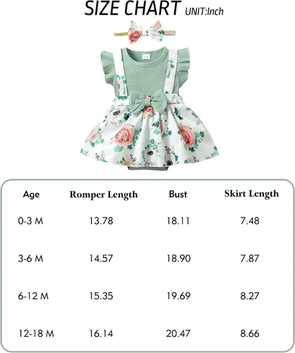 Vista 6 de HIGHUZZA Newborn Baby Girl Clothes Infant Dress Outfit Summer Romper Jumpsuit Headband Overall Skirt Clothing Set