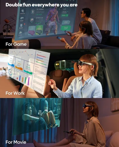 Vista 2 de Gafas AR, gafas inteligentes con teatro virtual OLED de 201 pulgadas, 1080P, película 3D, 50° FOV, brillo de 400 nits, transmisión de soporte, juego