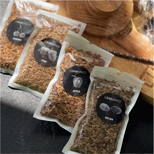 Vista 2 de Virutas de madera para ahumar cócteles – Roble, Pecana, Cereza, Virutas de madera de manzana para ahumar cóctel – Chips de ahumar para whisky