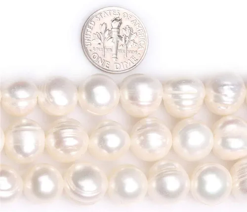 Vista 4 de JOE Foreman Natural 1112mm de agua dulce perla cultivada redonda Loose Beads para joyas Wholesale Beads Blanco 15
