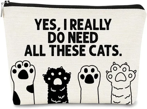 Vista 10 de Regalos de Gatos - Pequeña bolsa de maquillaje, bolsa de cosméticos para amantes de los gatos, bolsa de maquillaje para adolescentes y mujeres, cat 1