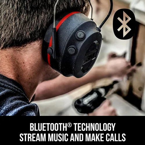 Vista 5 de 3M Pro-Protect + Cojines de Gel - Protector auditivo electrónico, clasificación de reducción de ruido (NRR) de 26 dB, orejeras Bluetooth, altavoces
