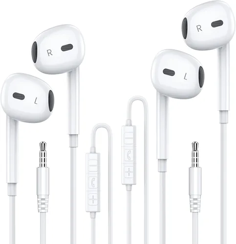 Vista 8 de MOSWAG - Audífonos con cable y con micrófono, auriculares intrauditivos de 3,5 mm con micrófono adecuados para teléfonos inteligentes, computadoras