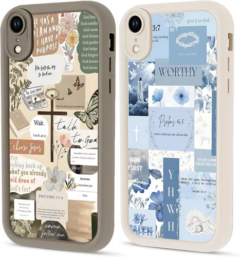 Vista 48 de Paquete de 2 fundas protectoras para iPhone 8 Plus/7 Plus de 5.5 pulgadas con collage de versículos bíblicos de Jesús para mujeres y niñas, diseño