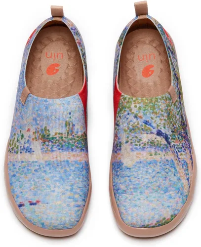 Vista 49 de UIN Zapatos de viaje para caminar para hombre, sin cordones, de lona, informales, ligeros, cómodos y modernos, diseño de perritos felices Ahhhhh