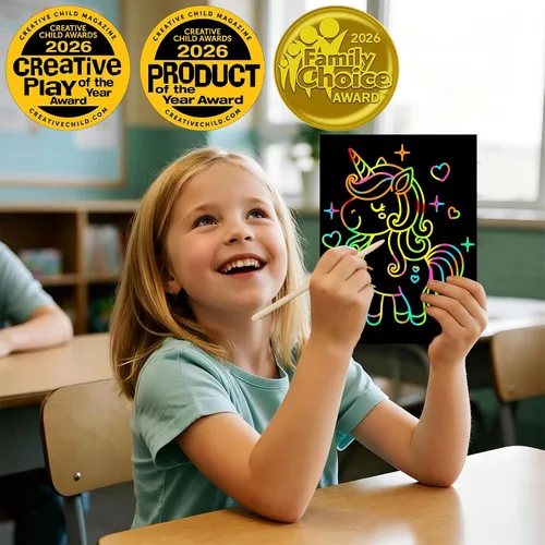 Vista 2 de ZMLM 60Pcs Rainbow Scratch Drawing Art Paper Craft Set for Kids Boys Girls