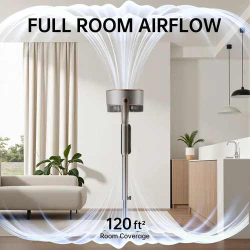 Vista 6 de TRIANGLE Ventilador de pie para dormitorio, ventiladores de pedestal de 1190 CFM oscilantes con control remoto, ventilador de piso ajustable