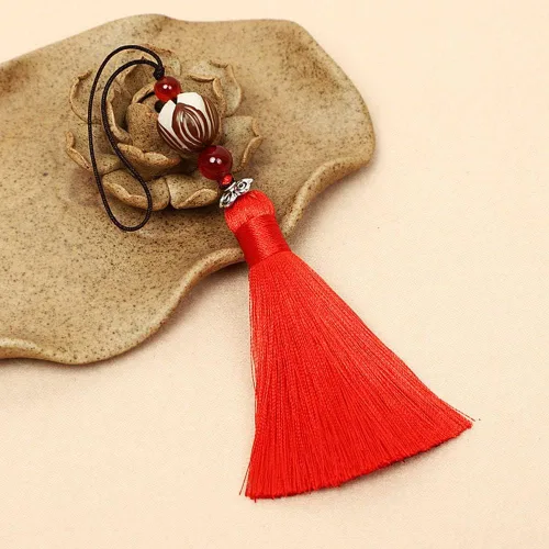 Vista 3 de WEISHA Llavero 1 pieza Bodhi Lotus Flower Tassel Pendant Mo Dao Zu Shi Wei WuXian Lanzhan, accesorios de cosplay, cordón trenzado hecho a mano