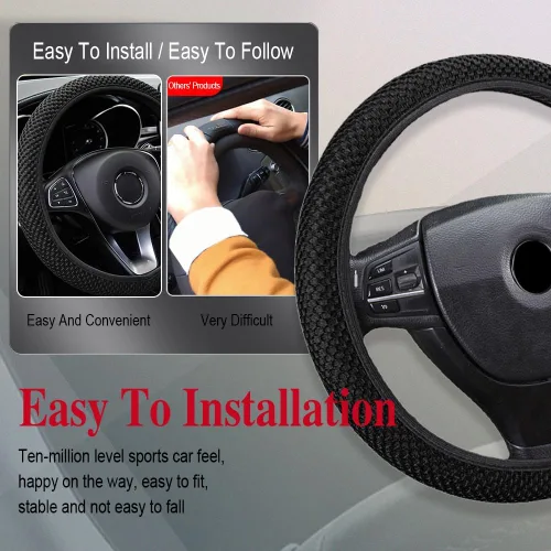 Vista 5 de HAOBO Funda elástica para volante de 15 pulgadas, cómoda funda elástica para volante de automóvil, cómoda y transpirable, funda de volante