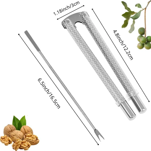Vista 3 de Casca nueces para todas las nueces, de servicio pesado con mango antideslizante, herramientas de casca nueces, embudo, alicates para nueces, juego 3