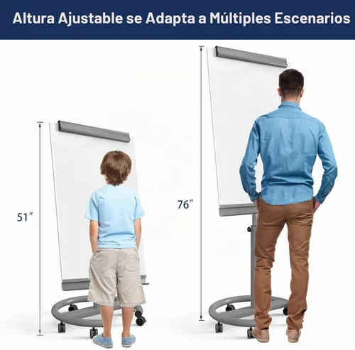 Vista 3 de TSJ OFFICE Rolling Whiteboard Standing - 40 x 26 Inches Mobile White Board Gris