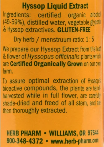 Vista 2 de Herb Pharm Extracto líquido de hisopo orgánico certificado - 1 onza