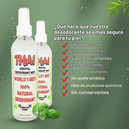 Vista 3 de Desodorante Thai Deodorant Stone Crystal Mist, natural, en spray 8 onzas Paquete de 2 unidades, paquete de de 2